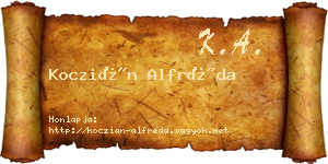 Koczián Alfréda névjegykártya